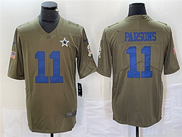 Men's Dallas Cowboys #11 Micah Parsons Olive 2017 Salute To Service Limited Football Stitched Jersey - Click Image to Close